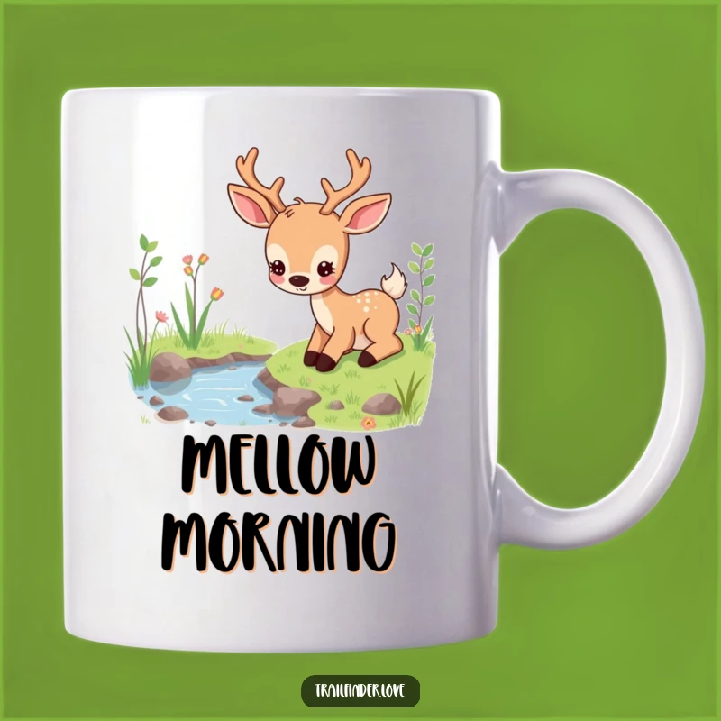 Funny Deer Mug: Content Grazer Character Near Stream, Perfect Funny Gift