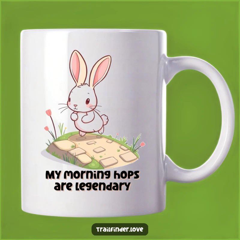Funny Rabbit Mug: Playful Hare Leaping Up a Tiny Path, Perfect Funny Gift