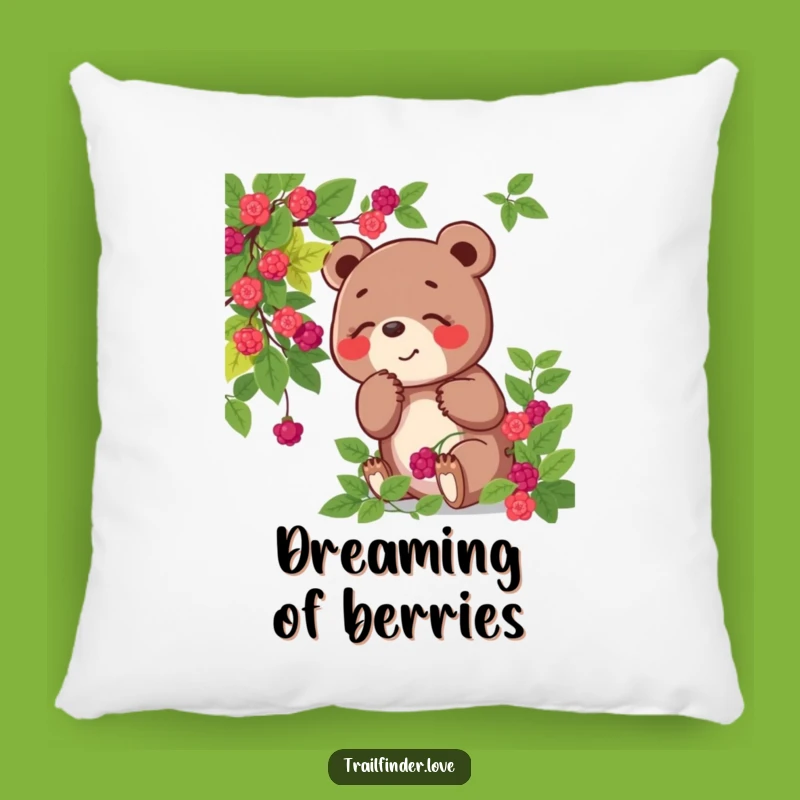 Funny Bear Pillow: Berry Sniffing Comfort - Soft & Hilarious Woodland Gift