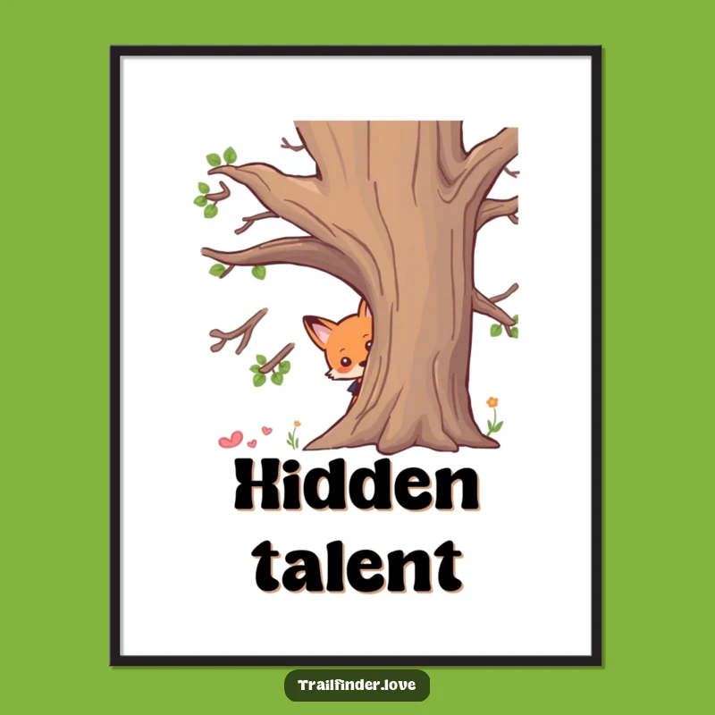 Funny Fox Digital Art: Curious Peeking Character Print, Unique Funny Gift
