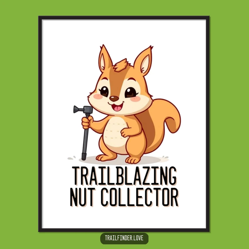 Funny Squirrel Hiker Digital Art: Instant Determined Decor
