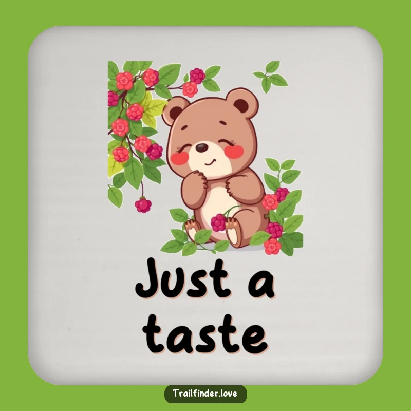 Funny Bear Coasters (Set of 4): Berry Sniffing Fun - Quirky Woodland Decor Gift