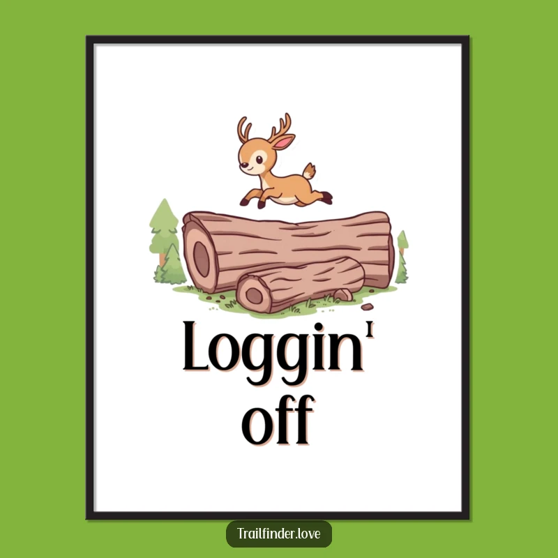 Funny Deer Leaping Poster: Energetic Wildlife Art for a Humorous Home Decor Accent