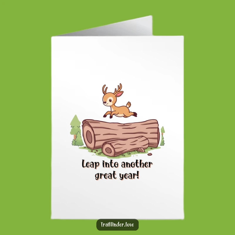 Free Printable Birthday Card: Energetic Deer's Leap, Funny Downloadable Gift for Him or Her!