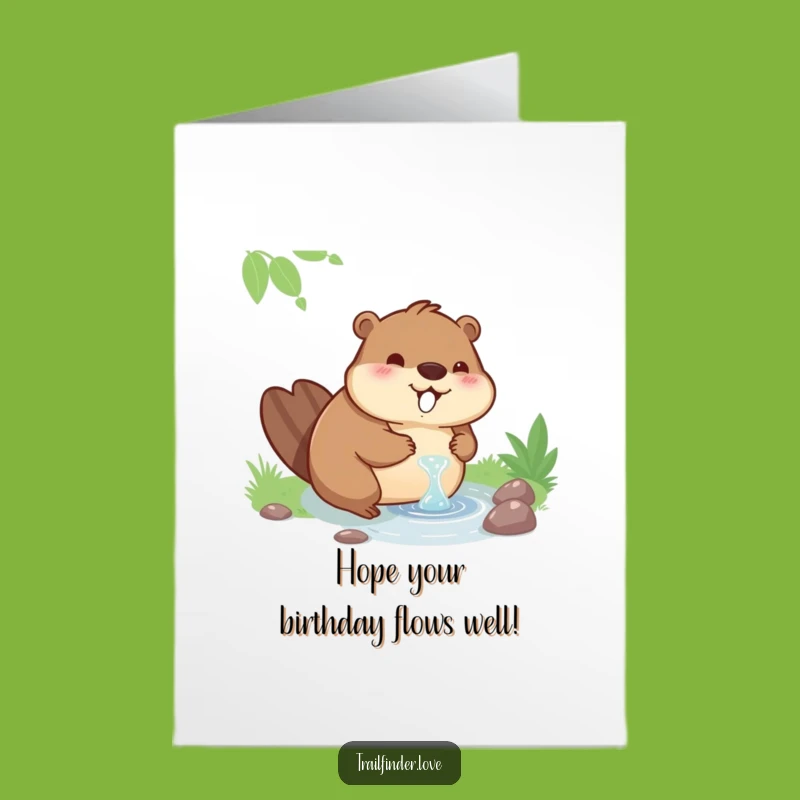 Free Printable Birthday Card: Beaver's Sip, Funny Downloadable Gift for a Relaxed Celebration!