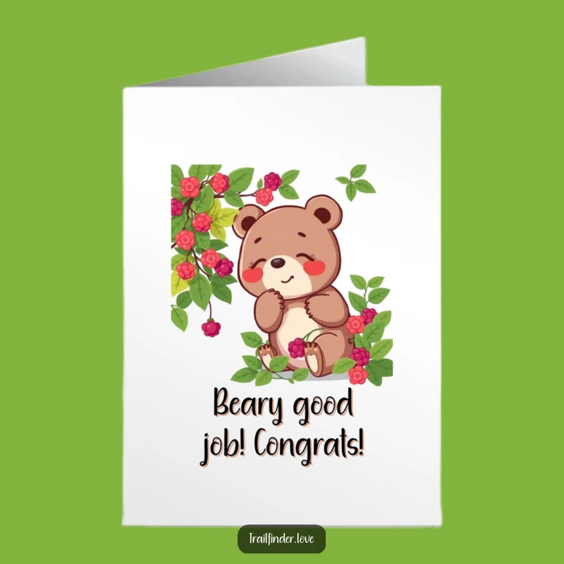 Free Printable Congrats Card: Happy Bear Harvest, Humorous Downloadable Celebration.