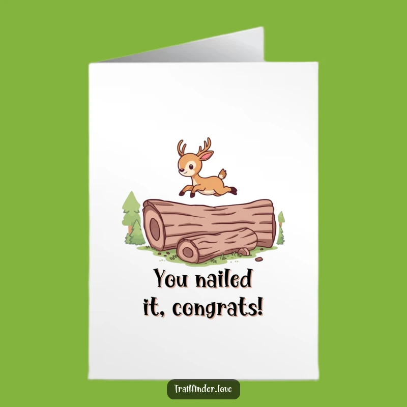 Free Printable Congratulations Card: Energetic Deer's Leap, Funny Downloadable for Any Achievement!