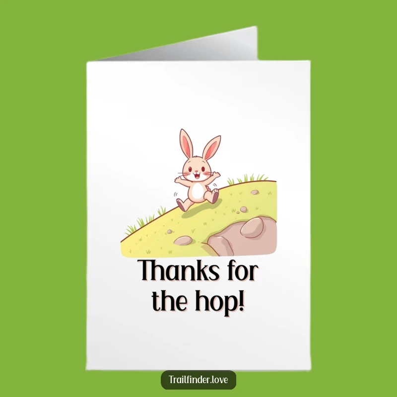 Free Printable Thank You Card: Funny Rabbit Hopping, Downloadable Gratitude Gift for Friends