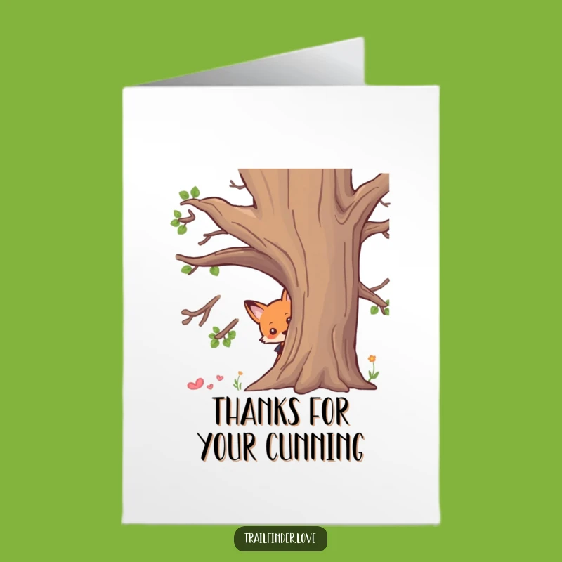 Free Printable Thank You Card: Funny Fox Peeking, Downloadable Gift for Thoughtful Gestures