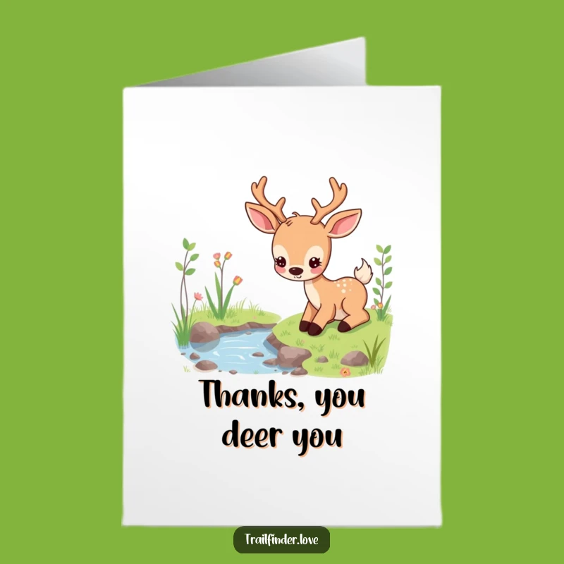 Free Printable Thank You Card: Calm Deer Grazing, Serene Downloadable Gift for heartfelt Thanks