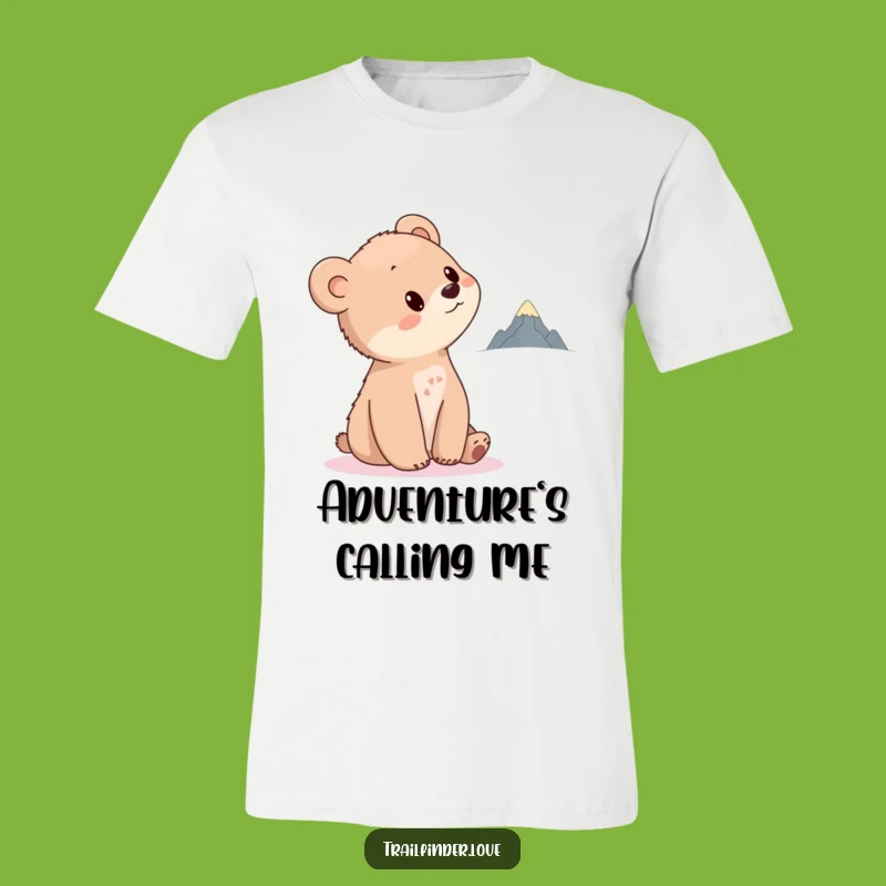 Funny Bear Cub T-Shirt: Curious Cub Gazing at Tiny Mountain, Great Funny Gift