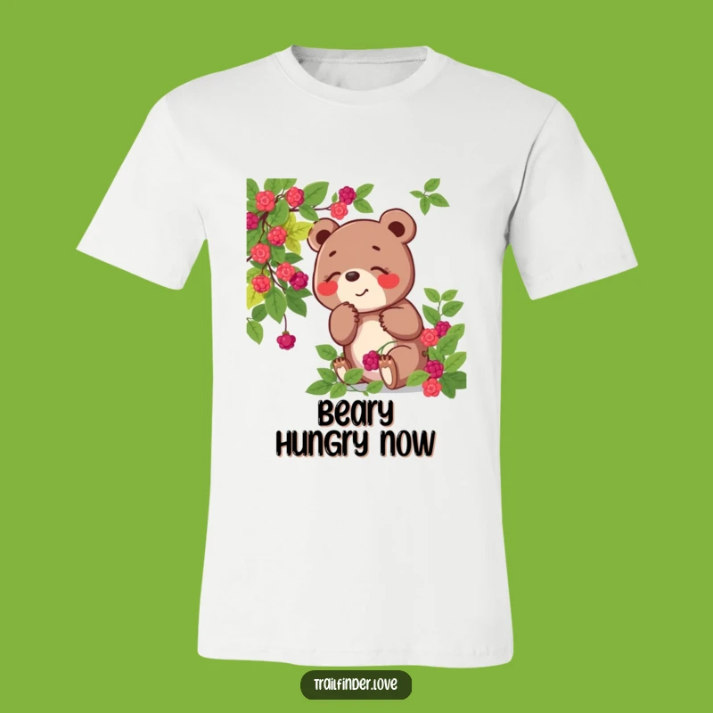 Funny Bear T-Shirt: Berry Sniffing Character Tee - Playful Forest Humor Gift